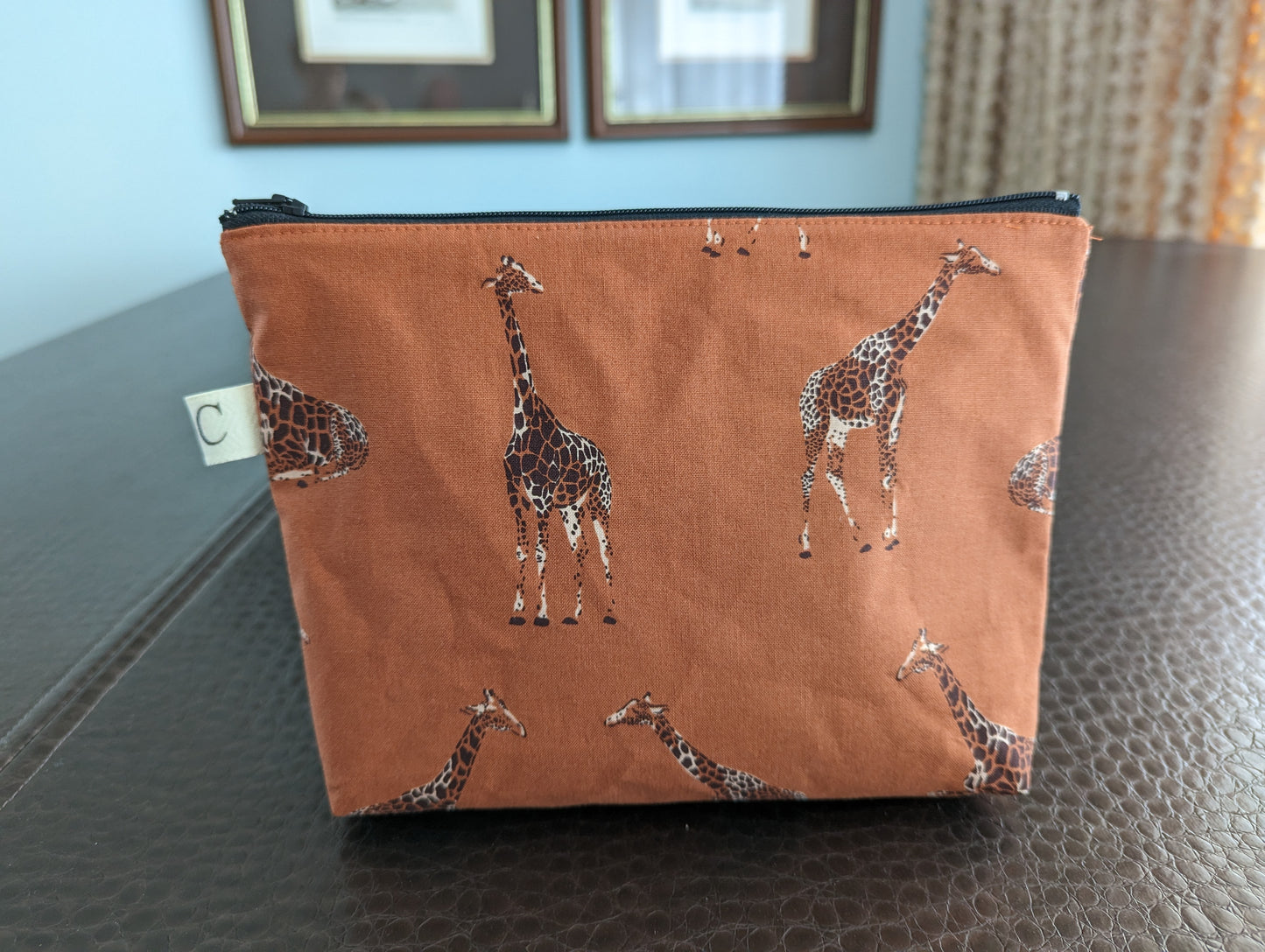Padded Zipper Pouch - Giraffe