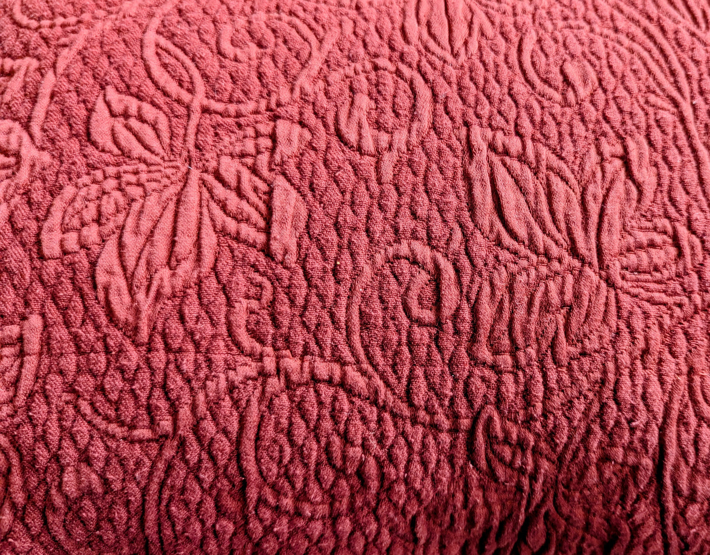 Italian Trapunto Brick Colour Vines Cushion Cover