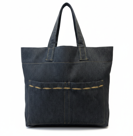 Denim Tote Bag - Jeans stitched Pockets