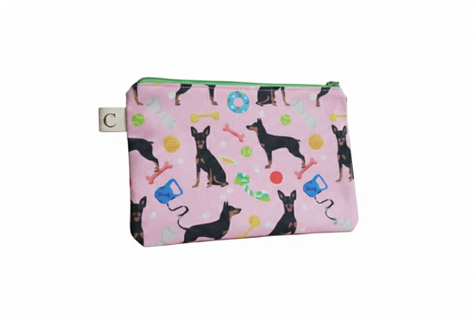 Lined Cotton Zipper Pouch - Miniature Pinscher