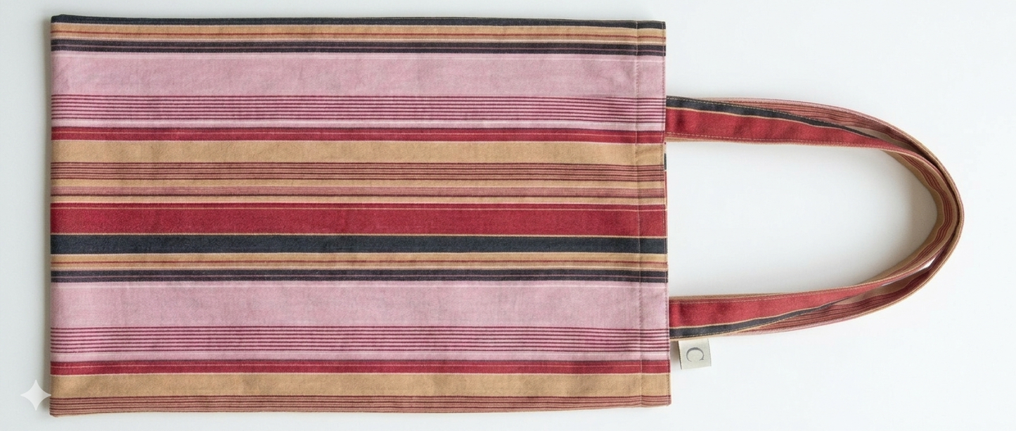 Fordable Tote Bag - Pink Stripe - L