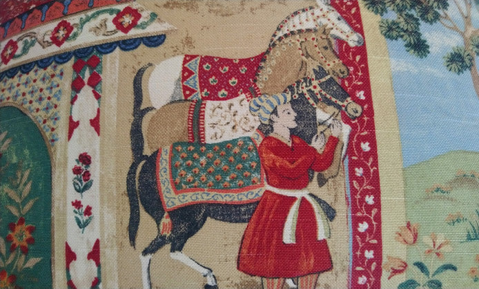 Vintage Duralee Caravan Of Indian Moguls Cushion Cover