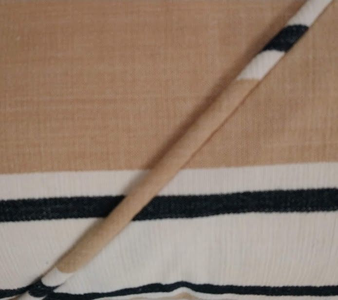 Vintage Malabar Cotton Wide Stripe Beige Cushion Cover