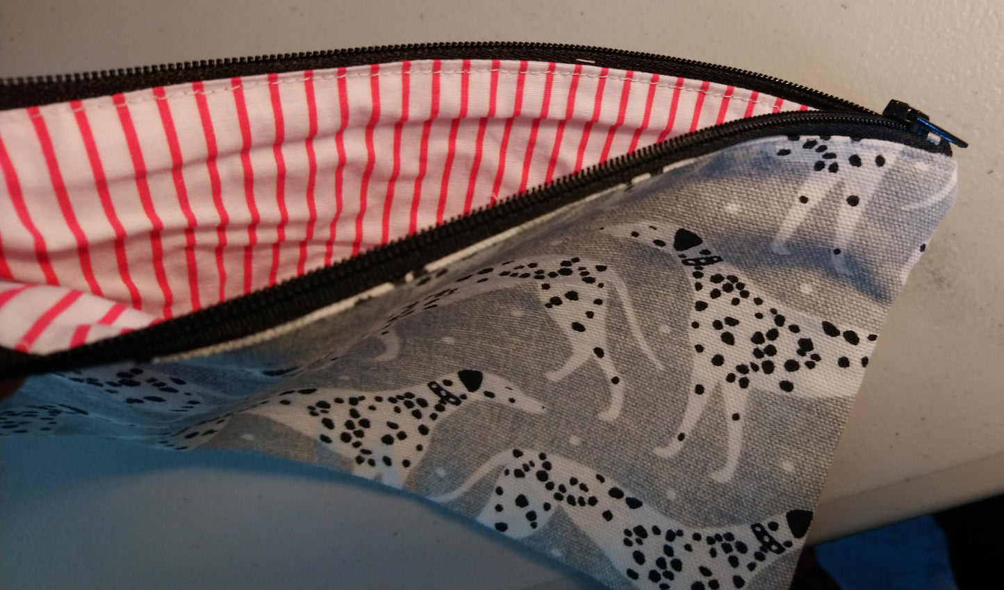 Lined Cotton Zipper Pouch -Dalmation