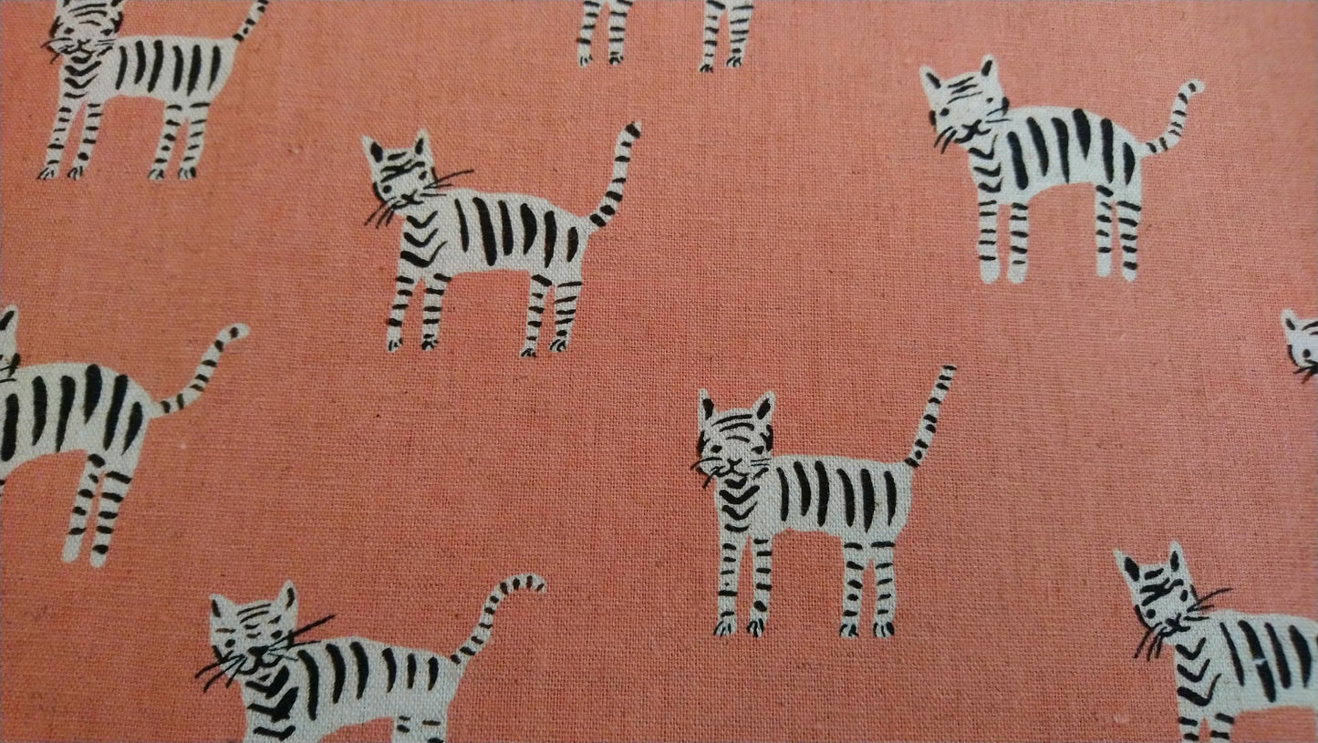 Lined Cotton Zipper Pouch - Baby Tigers