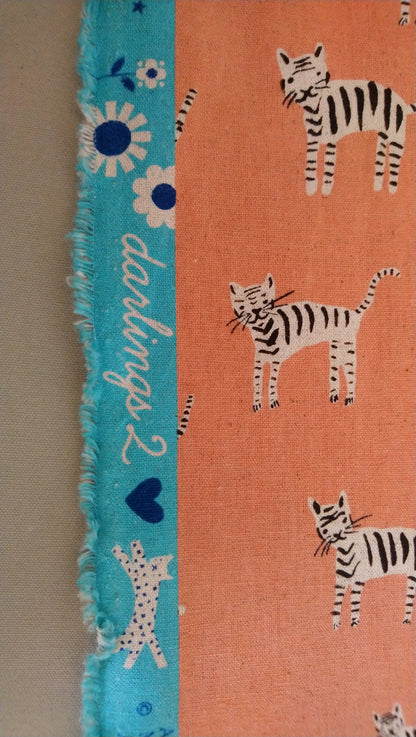 Lined Cotton Zipper Pouch - Baby Tigers