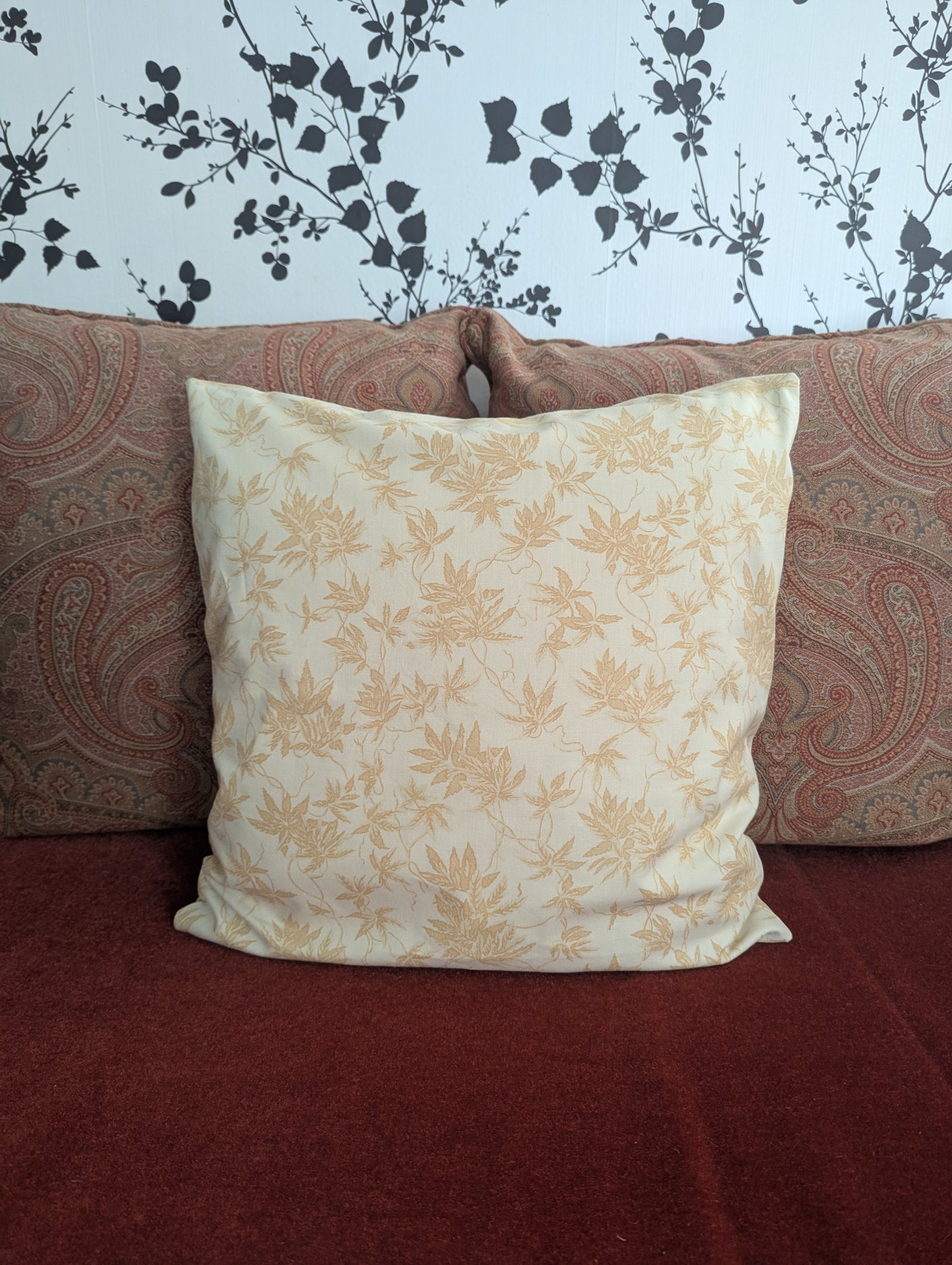 Vintage Clarence House Leaves in Ivory Cushion Cover