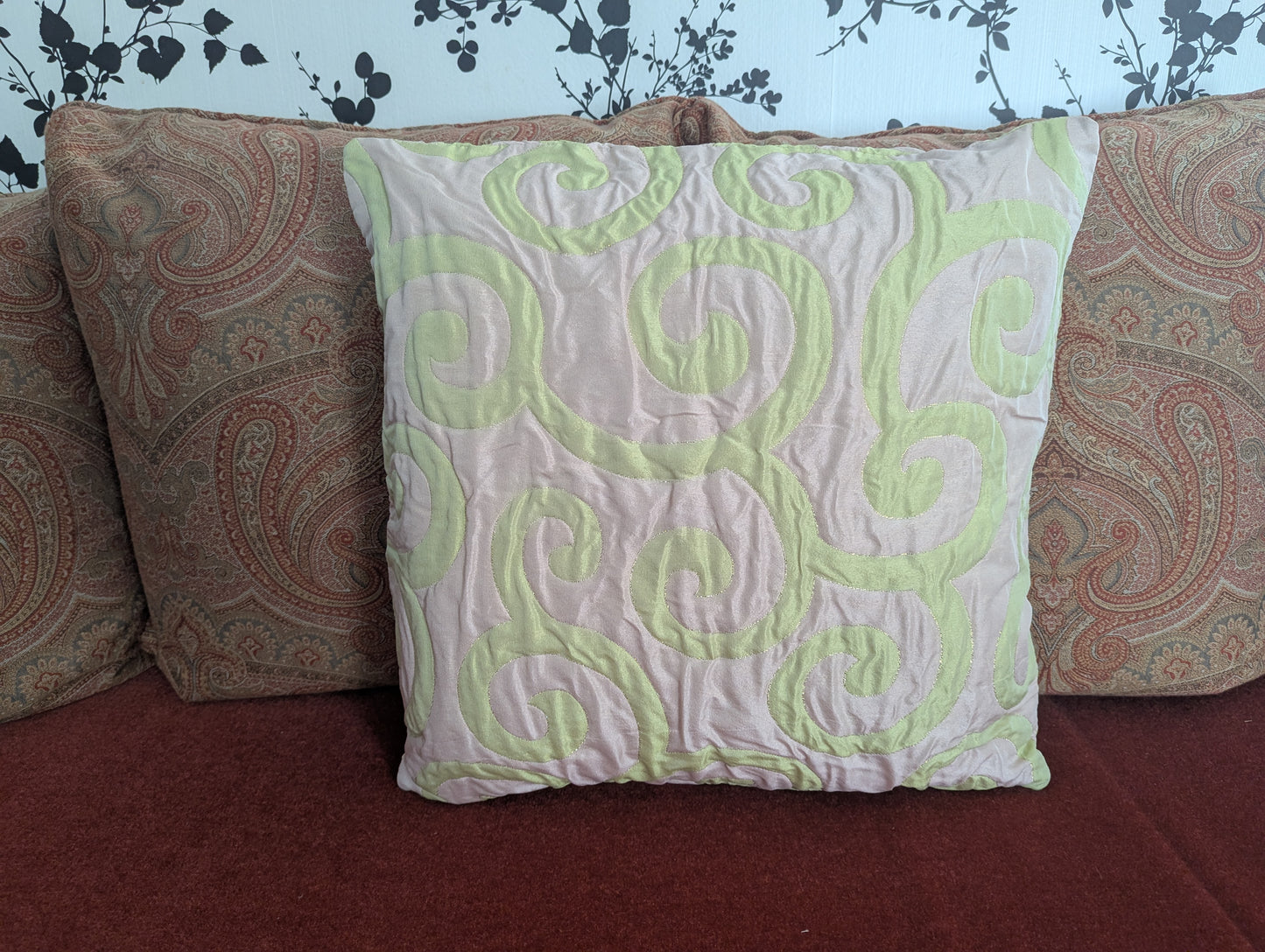 Quilted Swirls Pink Cushion Cover