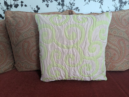Quilted Swirls Pink Cushion Cover
