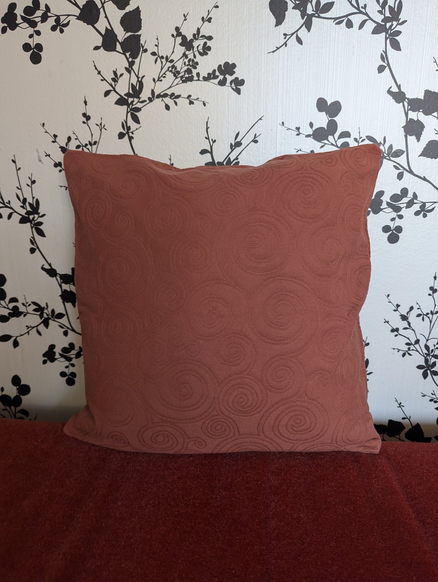 Rose Mauve Swirl Woven Cotton Cushion Cover