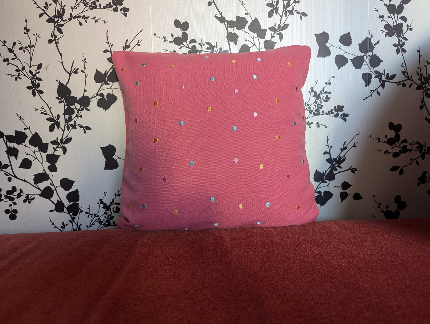Embroidered Pink Cotton Candies Cushion Cover