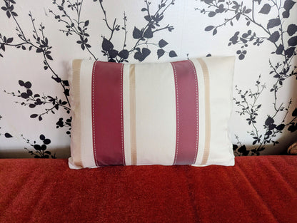 Burgundy & Beige Wide Stripe Vintage Fabricut Cotton Cushion Cover