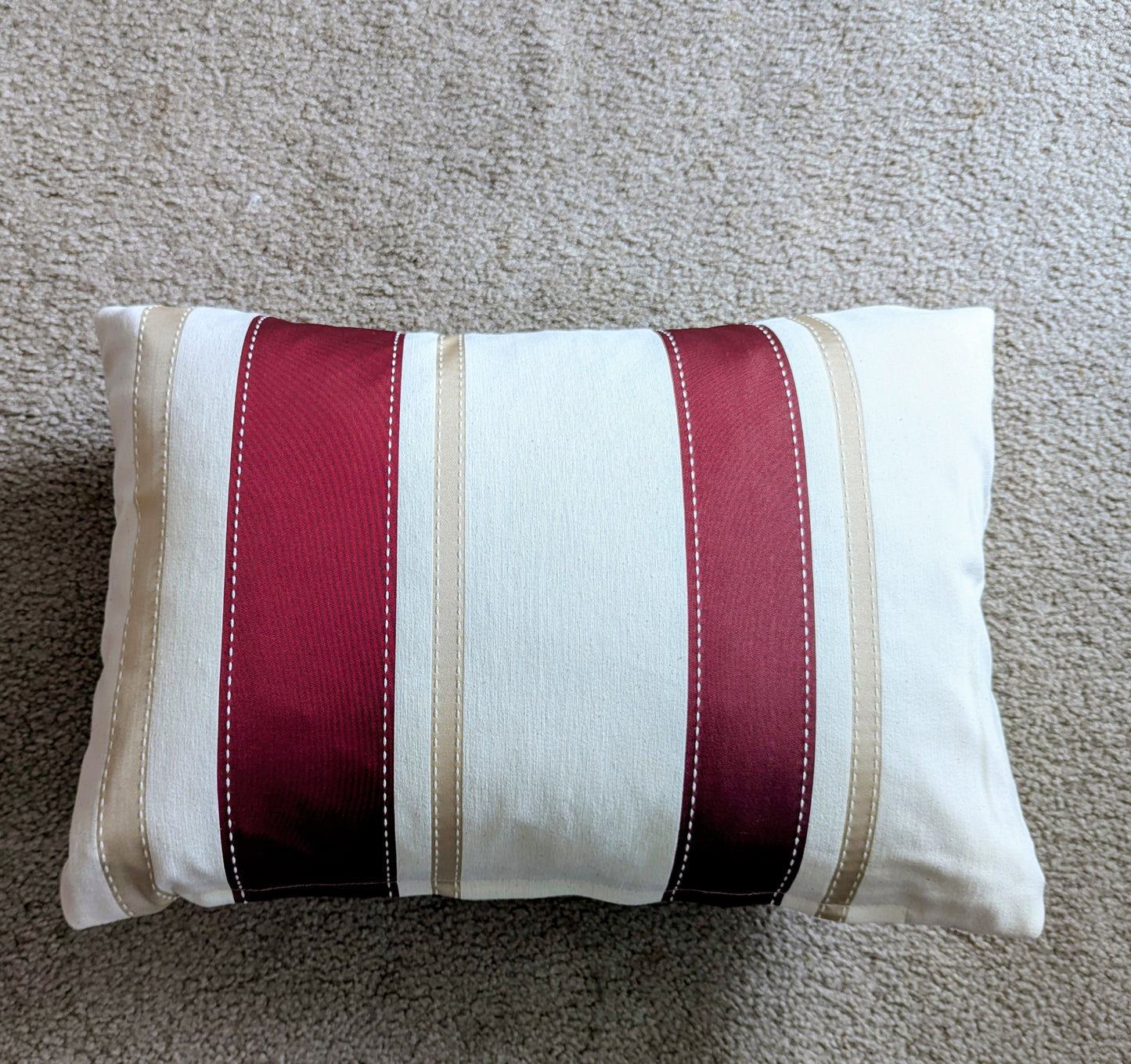 Burgundy & Beige Wide Stripe Vintage Fabricut Cotton Cushion Cover