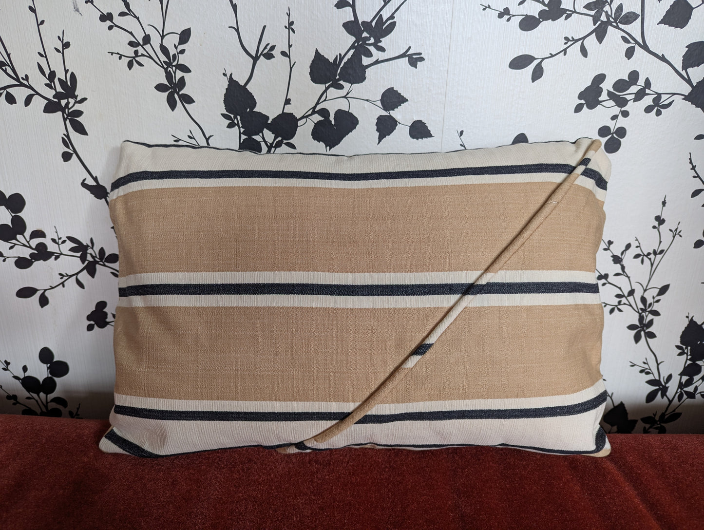 Vintage Malabar Cotton Wide Stripe Beige Cushion Cover