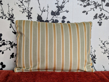 Vintage Kravet Green & Beige Stripe Woven Cotton Cushion Cover