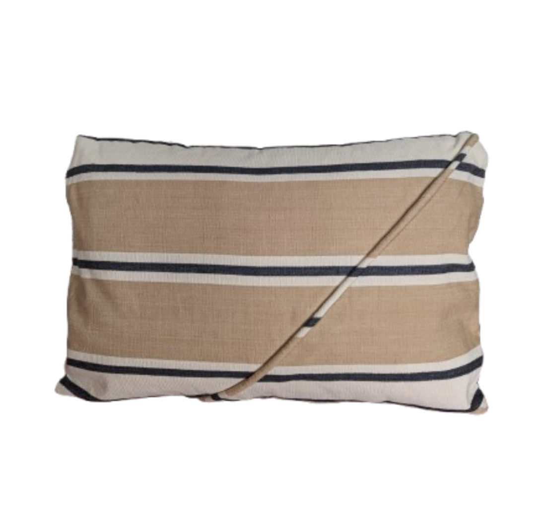 Vintage Malabar Cotton Wide Stripe Beige Cushion Cover