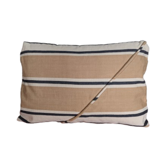 Vintage Malabar Cotton Wide Stripe Beige Cushion Cover