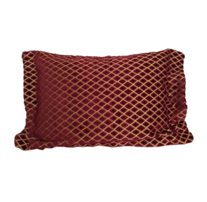 Vintage Baker Upholstery Fabric Wine Red and Gold Diamond Velvet Cushion Cover