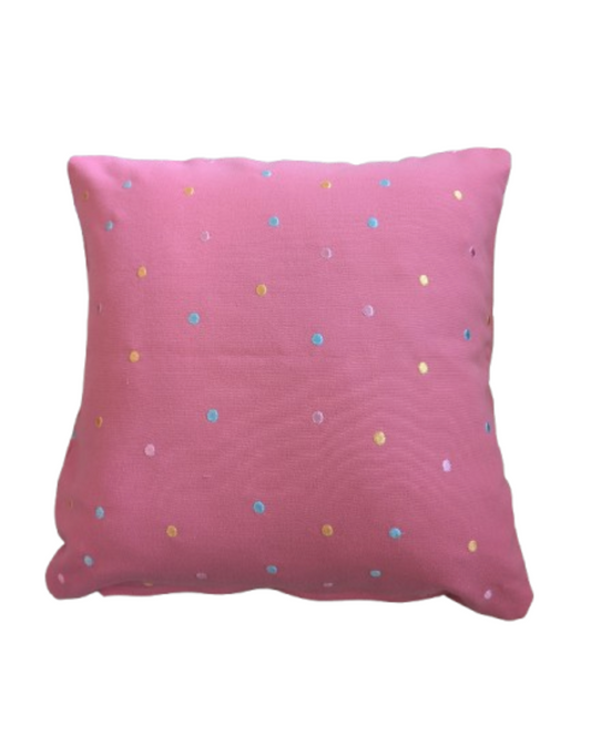 Embroidered Pink Cotton Candies Cushion Cover