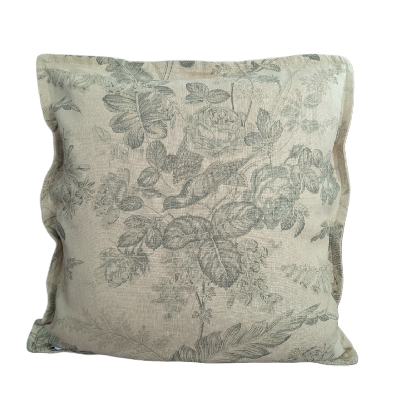 Vintage World Linen Birds Cushion Cover