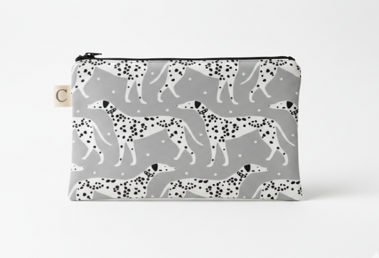 Lined Cotton Zipper Pouch -Dalmation