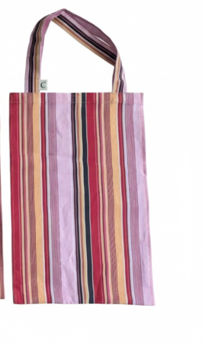 Fordable Tote Bag - Pink Stripe - L