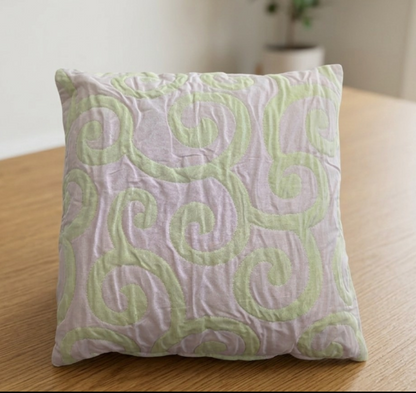 Quilted Swirls Pink Cushion Cover