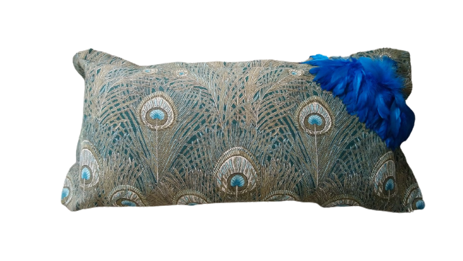 Vintage Liberty London Pillow with Feather Trim