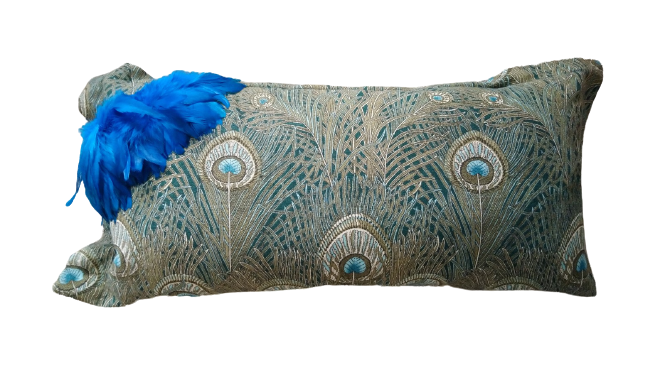 Vintage Liberty London Pillow with Feather Trim