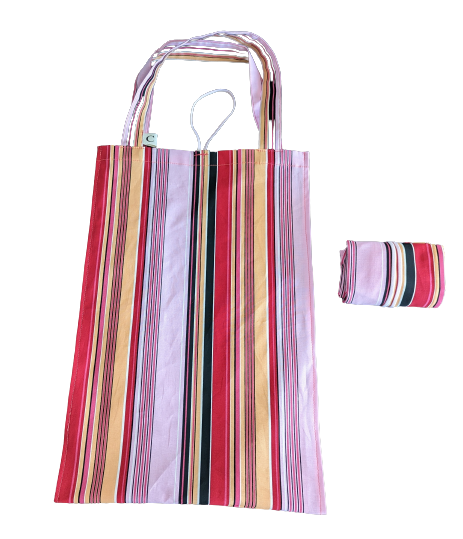 Fordable Tote Bag - Pink Stripe - L