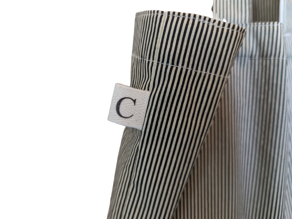 Shopping Tote Bag - Green Stripe -M